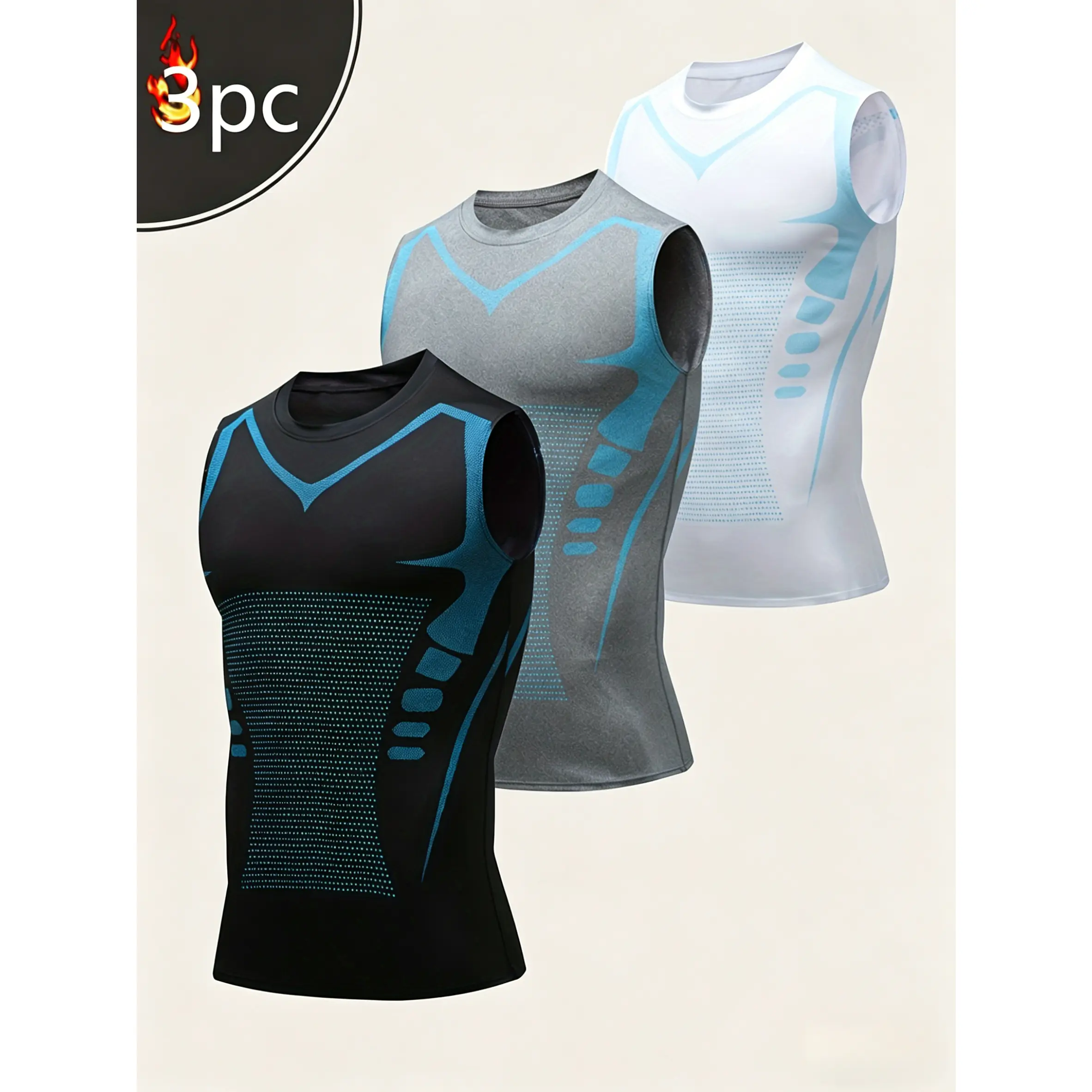 3pcs Men'S Athletic Compression Tank Tops, Sleeveless Shirts for Basketball, American-Style Training Vests Designed for Moisture-Wicking And Quick-Drying, Ideal for Sports And Outdoor Activities