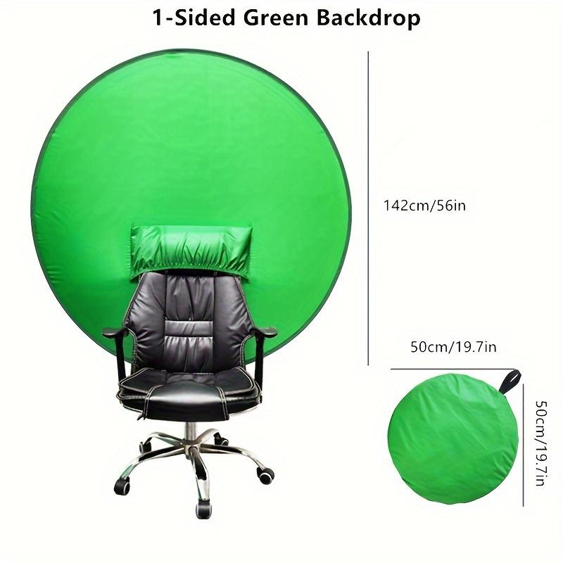 [Portable Green Screen] Foldable Polyester Portable Round Green Screen Chair Backdrop for Video Conferencing and Live Streaming - Easy Carry Handle
