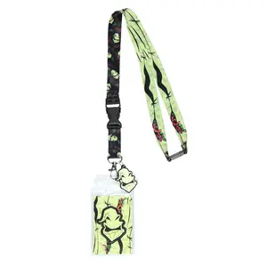 Nightmare Before Christmas Lanyard Oogie Boogie ID Lanyard Badge Holder w Collectible Sticker and Oogie Boogie 1.5" Rubber Charm