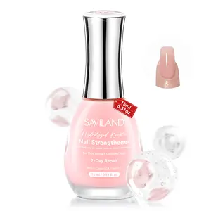SAVILAND Sheer Pink Nail Strengthener: Natural Nail Concealer & Foundation Polish, Air-Dry Nail Growth Treatment for Weak, Thin & Damaged Nails, Nail Repair Care with Castor Oil & Vitamin E, 15ml Gift for Women