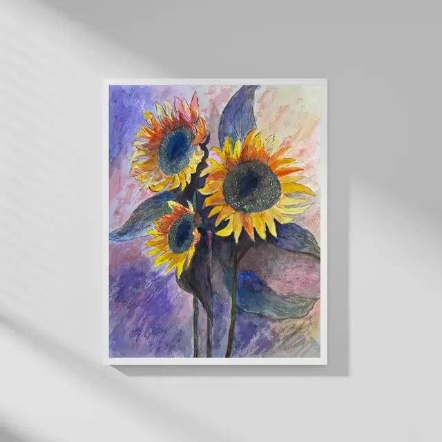 Art By Marion Magical Artistic Sunflower Art Print - Expressive Strokes Home Decor, Artistic Indoor Decoration for Wall Display, Calm The Soul
