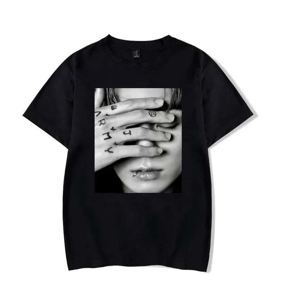 Women's Vintage Oversized Shortsleeve Cotton T-Shirt - Smooth, Basic, Solid Spandex Seamless Slimming Jungkook Graphic Top, Gothic Kpop Aesthetic Goth Streetwear, Casual