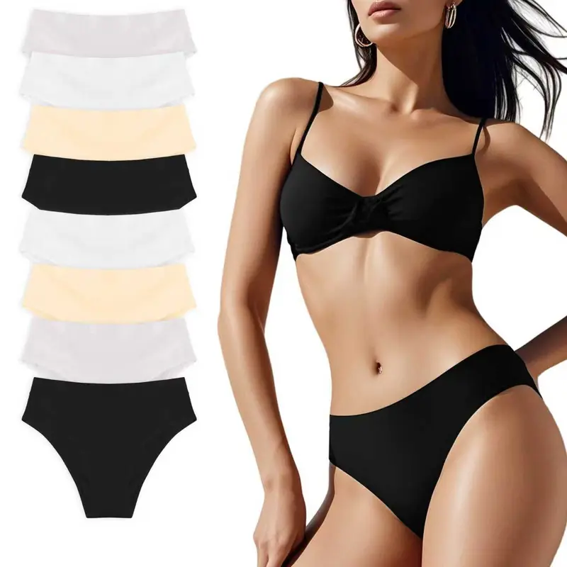 Women's Cotton Bikini Underwear Multipacks (8pcs/4pcs) - Mid-High Waist Soft Breathable Fabric Panties, Solid Color Sporty Briefs Modest Knickers for All Seasons Daily Wear