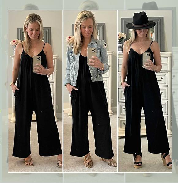 EVELLYHOOTD Plus Size Women Fashion Wide Leg Suspender Jumpsuit with Pockets Curvy Overalls 【Super Stretchy】【Plus Size M-3XL】