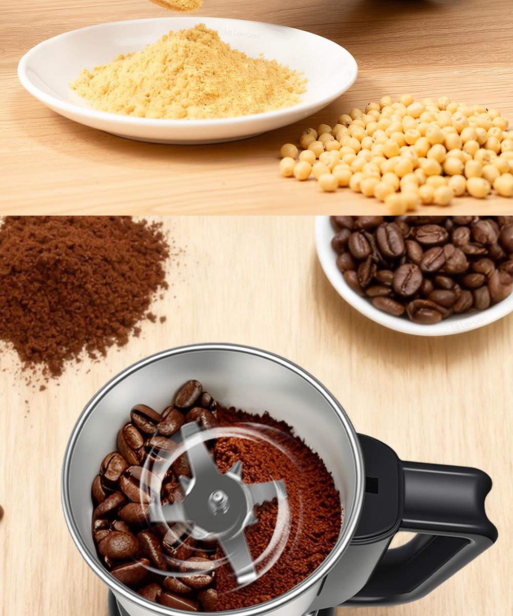 Electric Coffee Grinder Multifunctional Coffee Bean SpiceBeans Vanilla Stainless Steel Mixer 300W High PowerCrusher coffee grinder Electric Coffee Stainless SteelMeasuring Pitcher with Lid Espresso Distribution Tool withStand fast grind