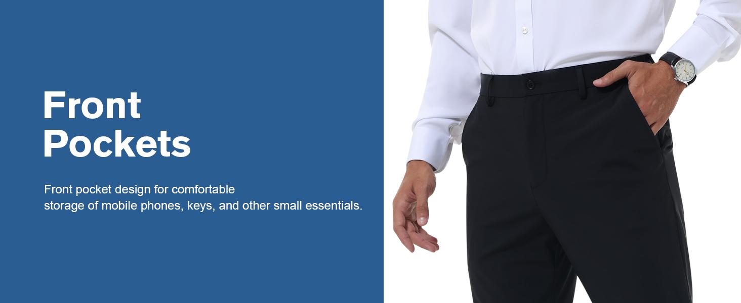 Alimens&Gentle Men's Stretch Dress Pants No Iron Golf Pants Expandable Waist Flat Front Business Casual Formal Pants Alimens&Gentle Men's Stretch Dress Pants No Iron Golf Pants Expandable Waist Flat Front Business Casual Formal Pants
