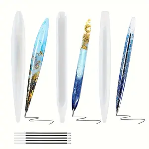 3Pcs Pen Resin Mold With 5pcs Refills - Silicone epoxy mold,DIY Art Craft for beginners,DIY Craft Supplies for Office Supplies,Handmade Crafts,Gift