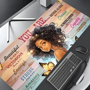 African Woman  Pattern Desk Mat, Rectangle Gaming Desk Mat, Non-slip Rubber Base Mousepad for Home Office Game Room Desk