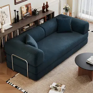 Niccae 78.8-inch Convertible Sofa Bed - with pillows, backrest, and armrests, a comfortable Japanese-style sofa bed, frameless modular sectional sofa, corduroy fabric, suitable for living room and bedroom, available in multiple colors.