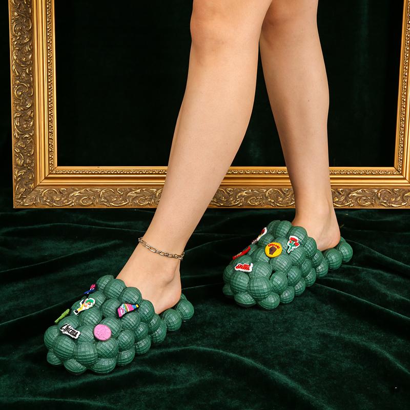 Lumubby Unisex Bubble Slide Summer "Poop Feeling" Grape Slippers Trendy EVA Anti Slip Home Massage Foot Soles for Bathing in the Shower Unisex Orange 3D Bubble Look Cloud like Comfort Footwear Women Shoe Soft