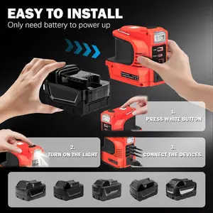 180W | Adapter for Milwaukee M18 18V Battery | DC 20V to AC 110-120V | Portable Power Station | 2 USB & Type-C & AC Outlet | For 48-11-1850 48-11-1852 | Outdoor Emergency Power Supply | No Battery Included