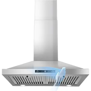 Range Hood 30 inch Wall Mount Kitchen Hood Ducted/Ductless Convertible, Vent Hood w/ 3 Speeds Touch Control 5-Layer Mesh Filters LED Lights ZMS-1775TS Adjustable