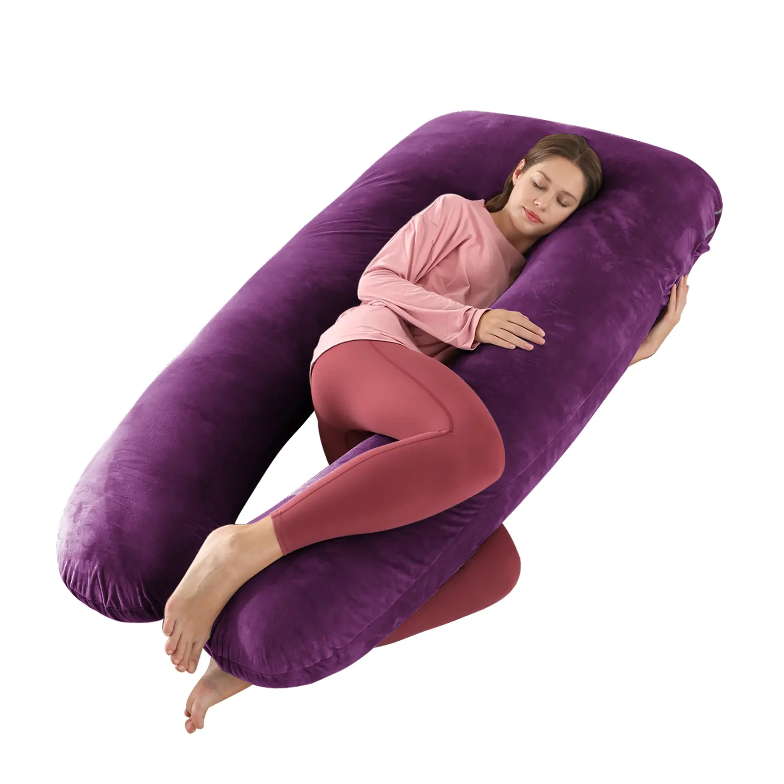 WNDY'S DREAM Maternity U-Shaped Pillow - Soft Velvet, Supportive Core, Full Body Sleep Support, Multifunctional, Removable Machine-Washable Pillowcase, Breathable, All-Season, Ideal Gift, Pillows