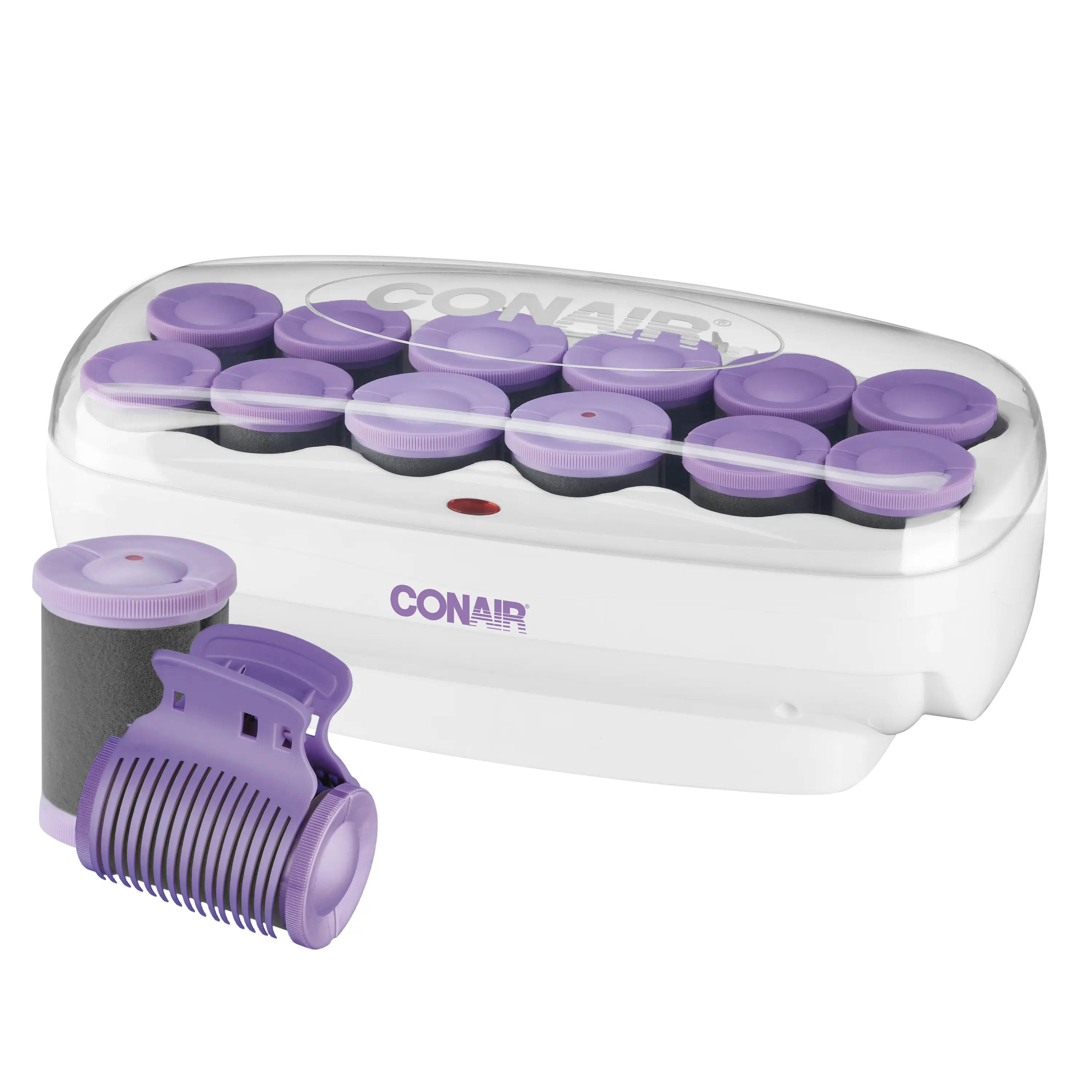 Conair Ceramic Fast-Heating 12-Piece Multi-Sized Hot Roller Set for Home Use, Includes 12 Super Clips for Large Volume Roll & Clip Styling