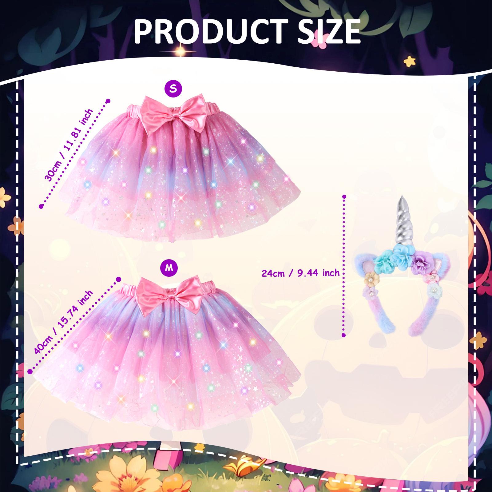 PinkSheep Girls Costume Set,Led Light Up Girls Tutu Skirt with Ear Headband Bow, Kid Party Outfit Costume Christmas