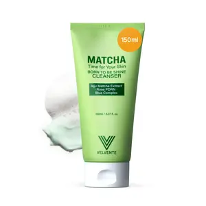 Velvente Matcha Gentle Deep Pore Cleansing Facial Cleanser | Low-pH Face Wash for Pore Refining | Rose PDRN Hydrating Daily Facial Wash |  Redness & Sensitive Skin Friendly | Korean Skincare (5.07 fl. oz.)