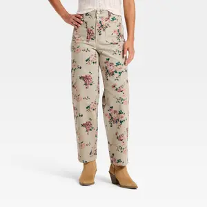 Women's Highest-Rise Floral Sailor Straight Jeans - Universal Thread