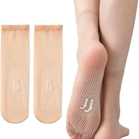 Women's 10-Pair Basic Invisible Ankle-Length Socks Packs - Lightweight Plain Casual Anklesocks, Breathable Soft Nylon Crystal Yarn, High-Density Weave, Supportive Everyday Wear, Reinforced Toe, Anti-Slip Cuff, Tear-Resistant, Airy Fit