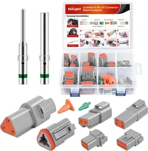 Nilight 2 3 4 6 8 12 PIN DT Connector Kit 3 Sets Size 16 Solid Contacts Waterproof Male Female Terminal for 14-20 AWG DT Series Connector Car Truck Motorcycle Off-Road Vehicles Boat