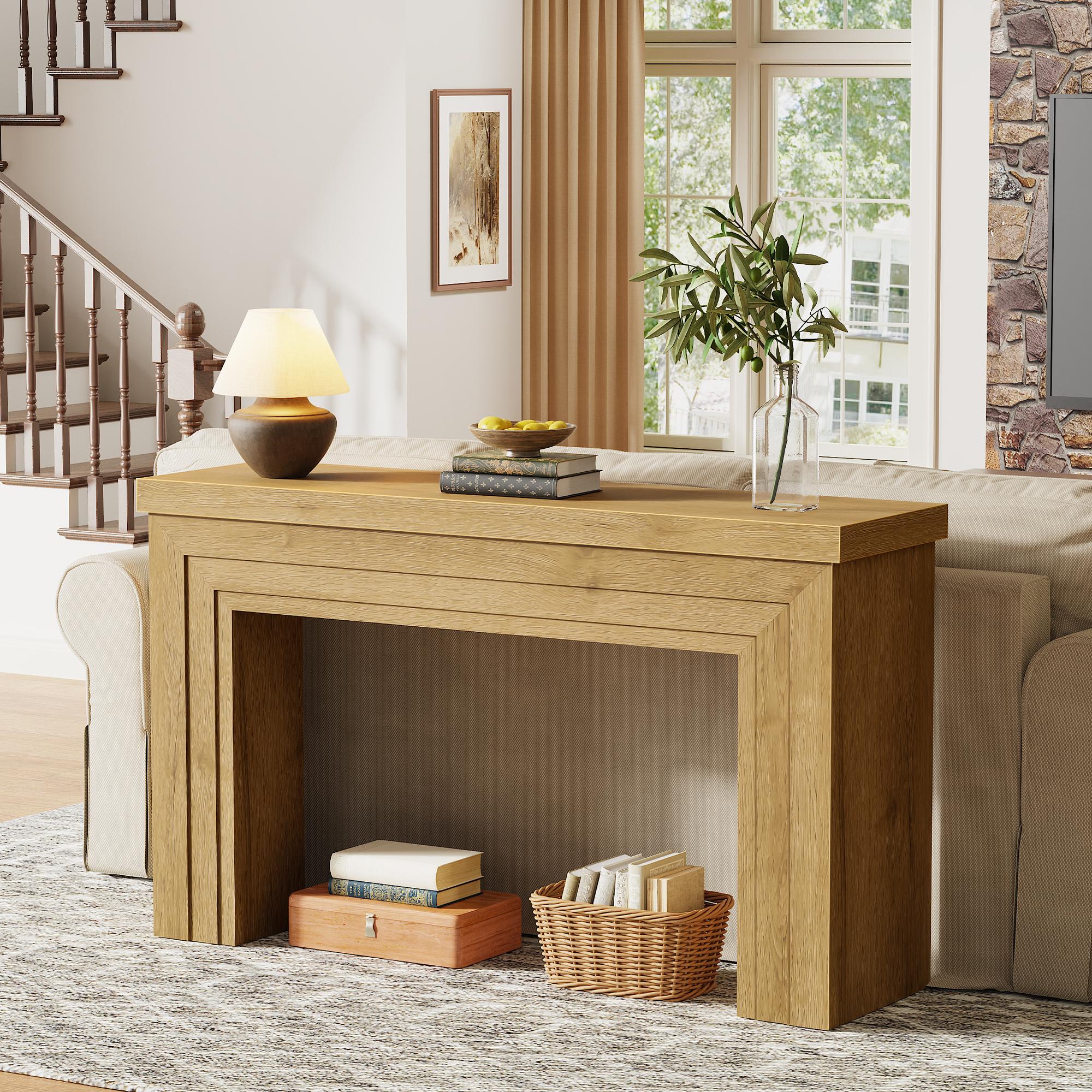 Huuger 54 Inch Entryway Table, Retangular Console Table with Storage, Farmhouse Sofa Table Behind The Couch, Long for Entrance, Hallway, Foyer, Living Room