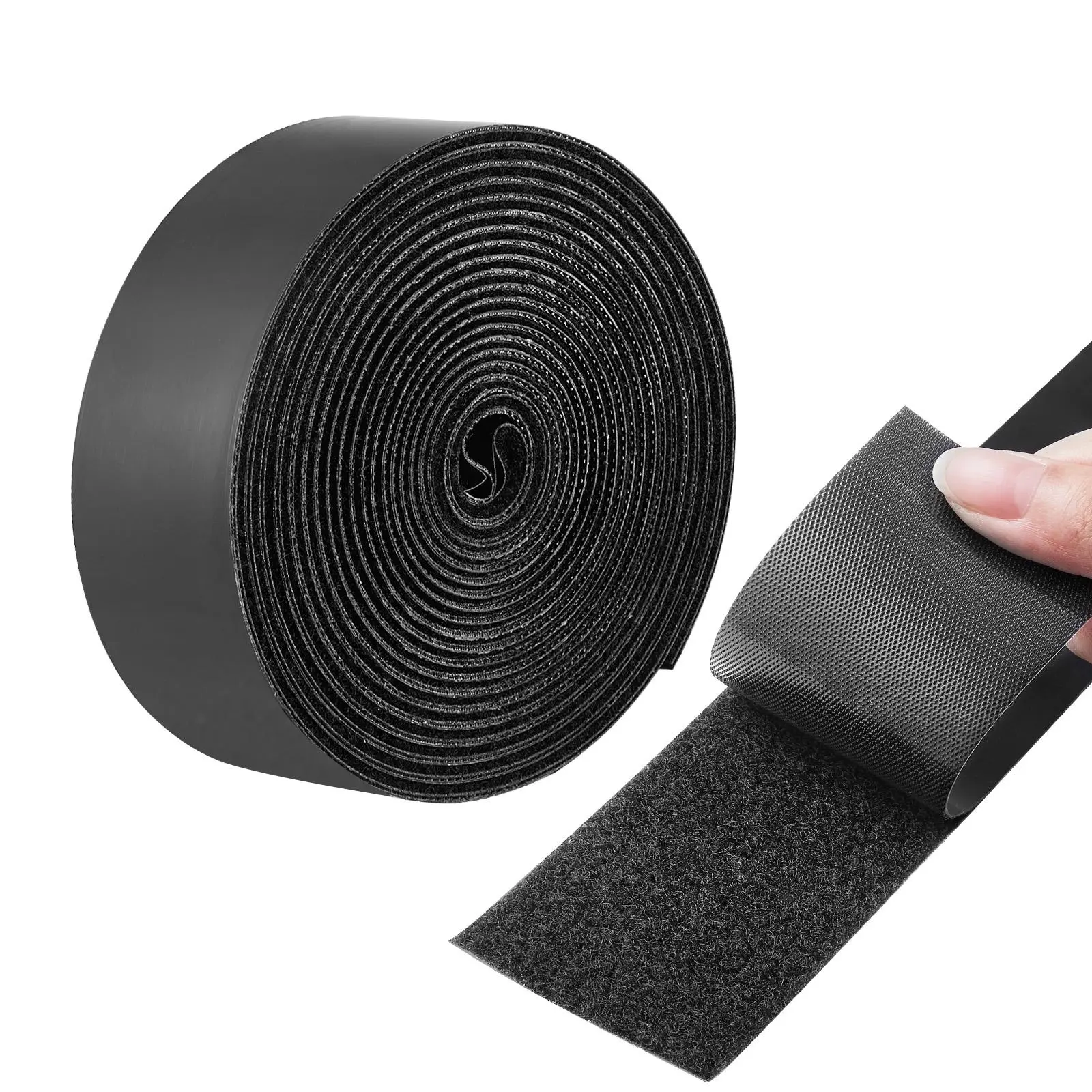 VEVOR Heavy Duty Nylon Self-Adhesive Hook and Loop Tape Combo - 15 ft x 2 in Hook Loop Tape, 16.4 ft x 0.94 in Double-Sided Strips with Waterproof Glue, Removable Smooth Surfaces Fastener Rolls for Home Hanging Pics, Arts and Crafts, Black + Red