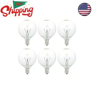 25 Watt Wax Warmer Bulbs, 120 V/E12 Type G Bulb, Dimmable, Warm White, 6 Packs