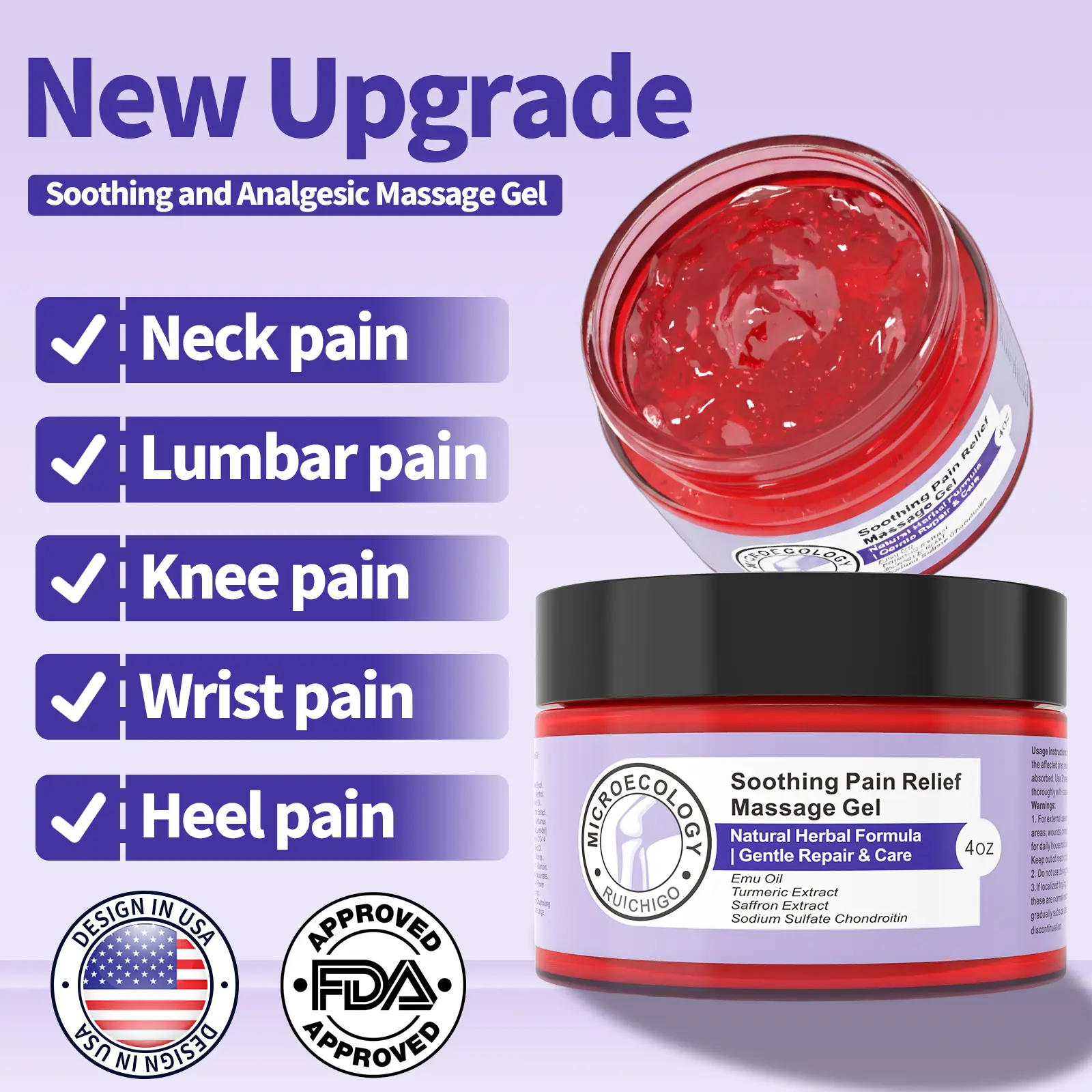 Body soothing cream, pink gel, containing emu oil, saffron, turmeric, and other extracts, 4 oz. joint pain gel Natural Herbal Ointment Therapeutic Pain Relief Gel Muscle Relief Gel Healthcare Knee Pain