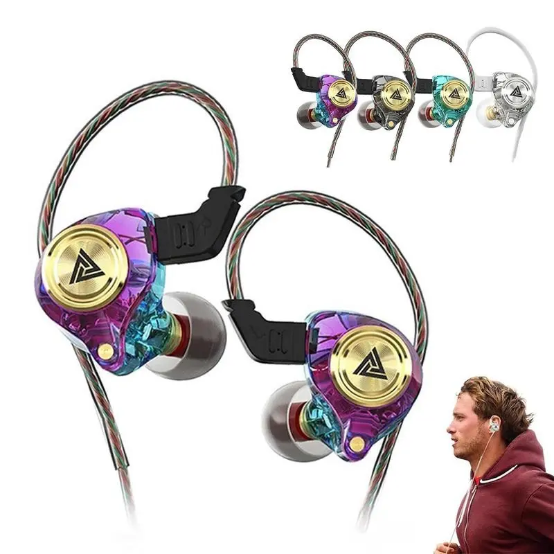 QKZ AK3 Wired In-Ear Headphones with Mic - 3.5mm Jack Connection, 8D Audio, HiFi Subwoofer, Noise Cancelling, Heavy Bass, Durable In-Ear Monitor, Portable Waterproof Headphones, Wired Cable for Gaming, Sport Use, Compatible with Laptops/PCs, Game Consoles