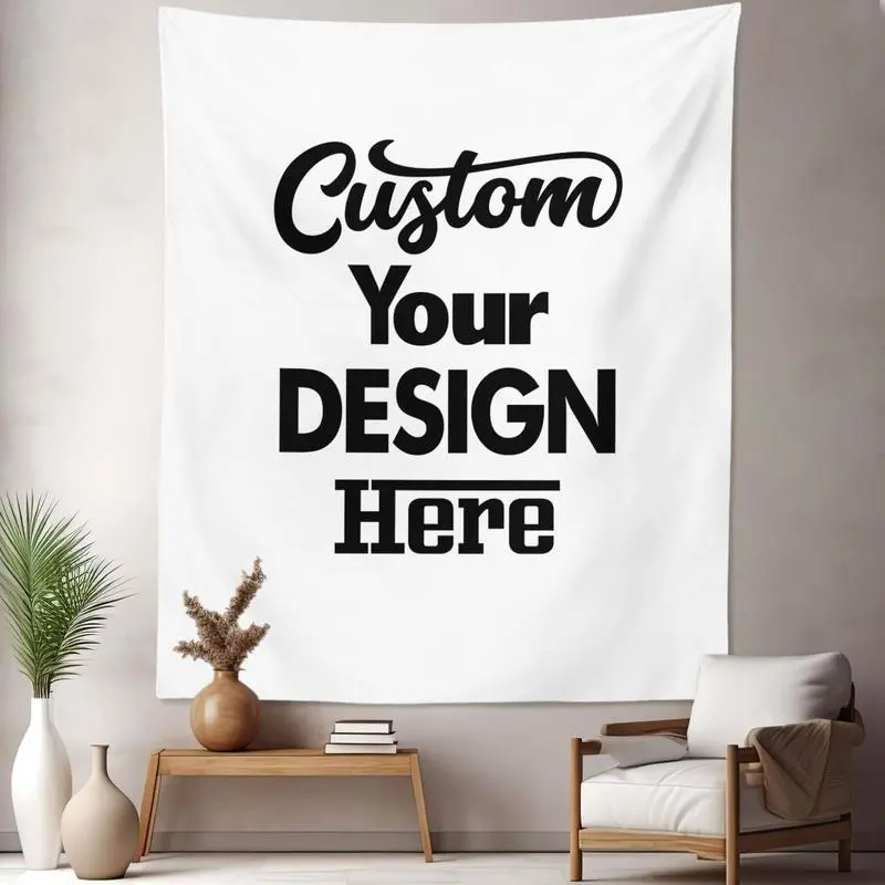 Customizable Fabric Tapestry - Personalized with Image Upload, Rectangular Wall Decor, Horizontal Bedroom Wall Hanging Poster Banner