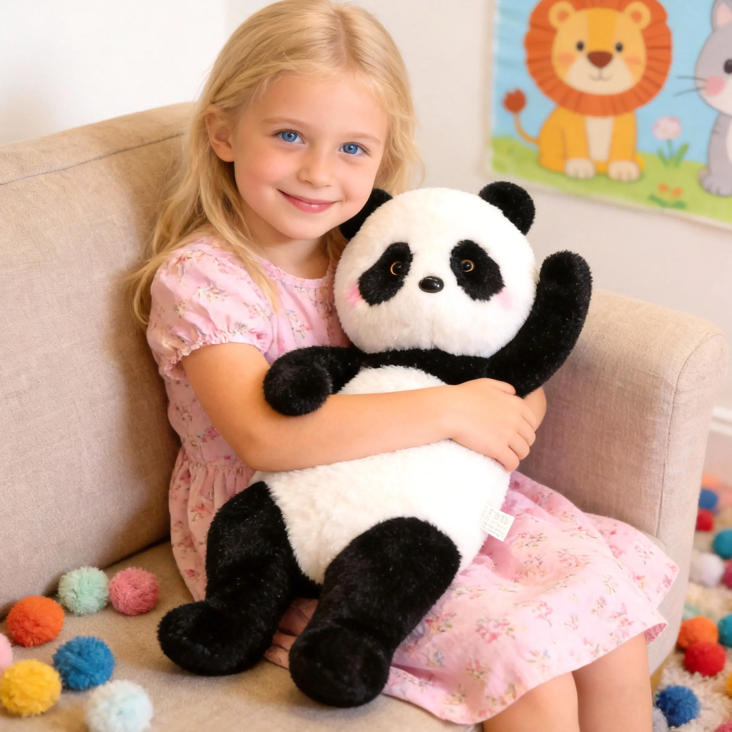 A relaxed, contented panda plush—a lying-down panda made of soft, skin-friendly plush that’s super cute. A fantastic birthday gift and holiday present; a soft short-pile plush for a comfortable hug, an ideal companion toy for children, and a classic, ador