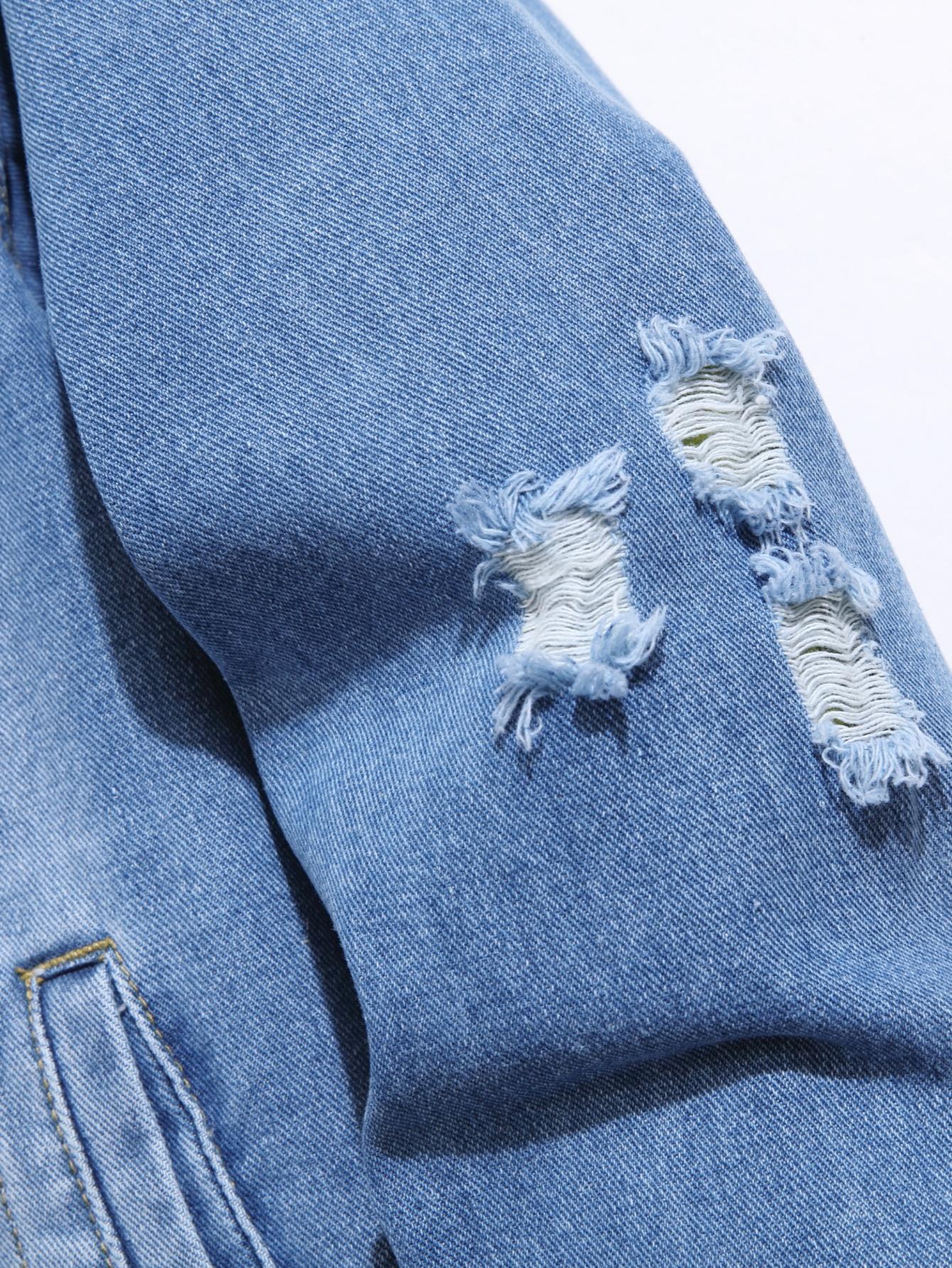 Stylish Streetwear Men Ripped Distressed Slim Denim Jacket Male Casual Jean Jacket Coat Menswear Tops Long Sleeve SpringStatements