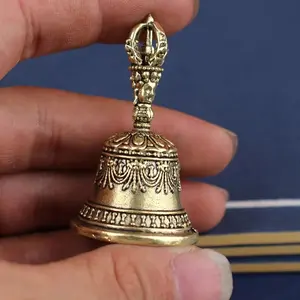 One Carved Bronze Bell | Hand-Held Shaker with Clapping Handle, Style Craftsmanship, Soothing Sounds for Healing, Ideal for Church, Weddings, Schools, and Festive Occasions