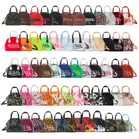 Von Dutch Women's Handbags - Uniquely Designed Vegan Material Bowling Bags, Compact Size, Contrast Piping, Lightweight, Monogramed Rivets, Everyday Purse, Ideal for Gifting to Girlfriend (All Styles)