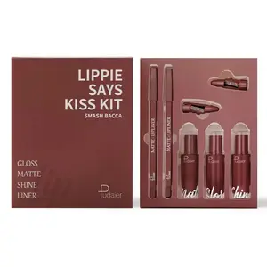 New Trending Lipstick and Lip Liner Set Waterproof Creamy Texture Matte Shine Gloss Lipstick Set