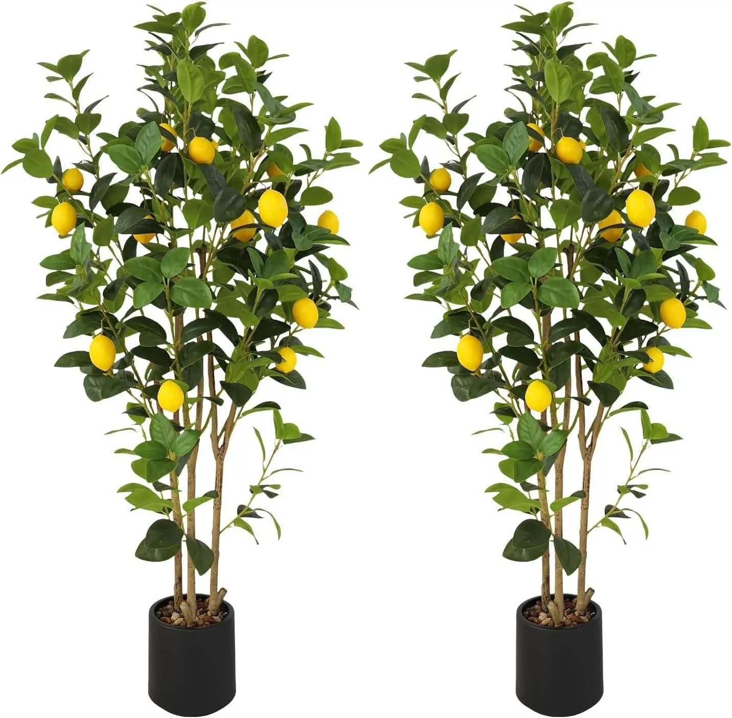 Realistic Artificial Lemon Tree 4FT,Faux Citrus Plant for Indoor Decor,Low Maintenance,White Shatterproof Pot,Perfect for Home,Living Room,Black Pot