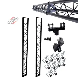 DJ Triangle Truss Extension Lighting System by GRIFFIN | Mounts on your Speaker Stands | Trussing Stage Kit for Smoke Machines & Dance Can Lights | C Clamps Mounting Brackets & Platform Hardware Set