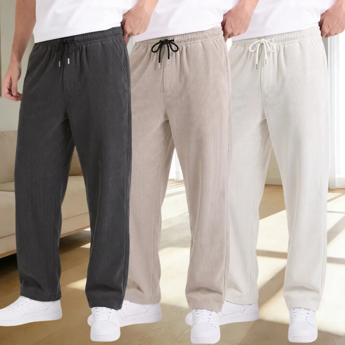 Male Ice Silk Polyester Fabric Slim Ankle Tapered Joggers, Stretchy Cooling Soft Lightweight Breathable Sweatpants with Pockets, Casual Long Pants for Summer Lounge, Gym Wear
