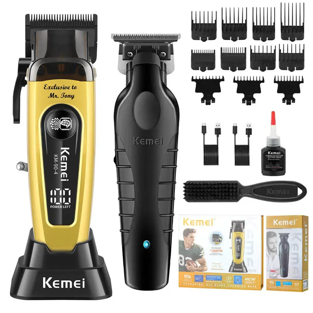 KEMEI  Professional Hair Clipper - Ultra-Speed DLC Blade, Powerful Motor, Constant Temperature , Multi-Level Adjustment, Long-Lasting USB Powered Battery, LED Power Display, Premium Gift Box Edition, Cordless Hair Clipper,km-90-4,km-2299