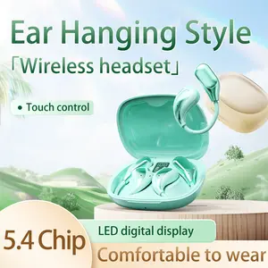 Wireless Bluetooth 5.4 sports earphones, 48H ear hook earphones with ENC microphone, stereo deep bass Bluetooth earphones with safety ear hook, LED display screen, waterproof earphones, suitable for running/gym/exercise