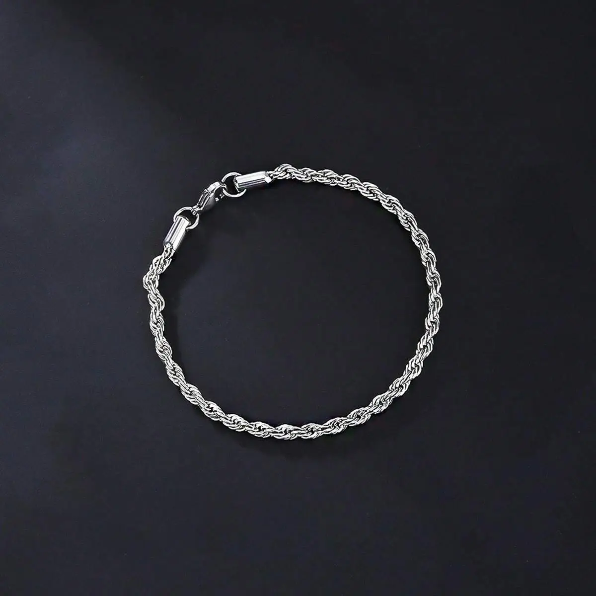 Men's Minimalist Silver Metal Elegant Jewelry Bracelet - Spiral 3D Shine Twisted 3D Beads, Exquisite Bangle Chain, Daily Wear or Party Gifting Costume Jewelry Accessory, Party Wear, Twisted Beads, Bead Detail Bracelets & Bangles
