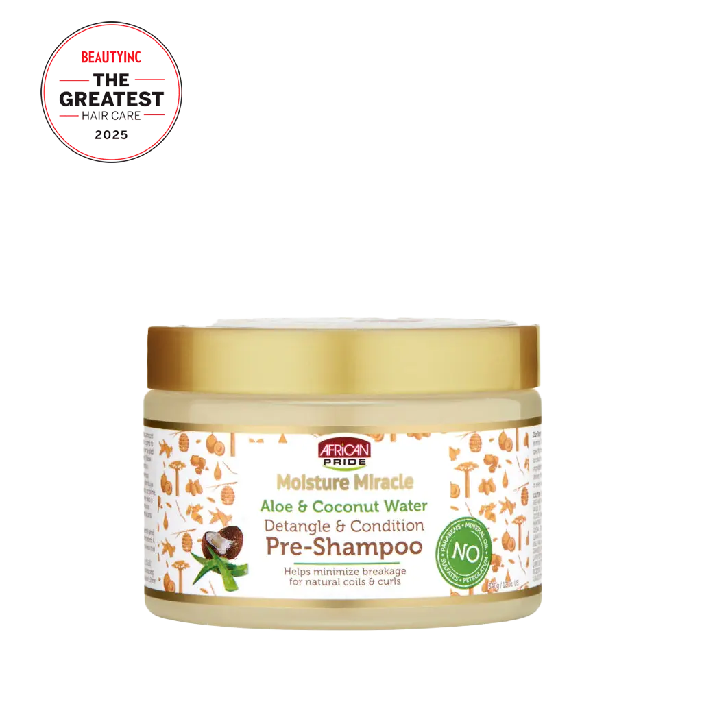 African Pride Moisture Miracle Aloe & Coconut Water Pre-Shampoo, Helps Minimize Hair Breakage for Natural Coils & Curls, Detangle & Condition