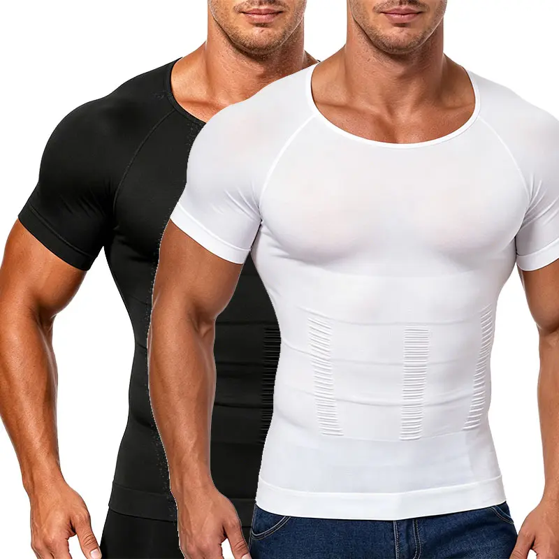 CATTIBOR Menswear 1-2 Pack Men Shaping Shirts,Men Short Sleeve Shirt,Men Sport Vest GYM Fitness Excercise Tanks Tops,Menswear For Daily Life