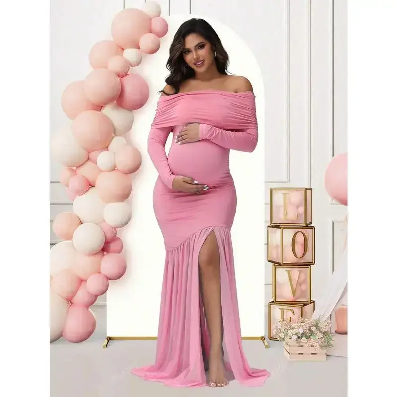green emerald velvet dress Light Pink Pleated V Neck Maternity Maxi Dress – PinkBlush