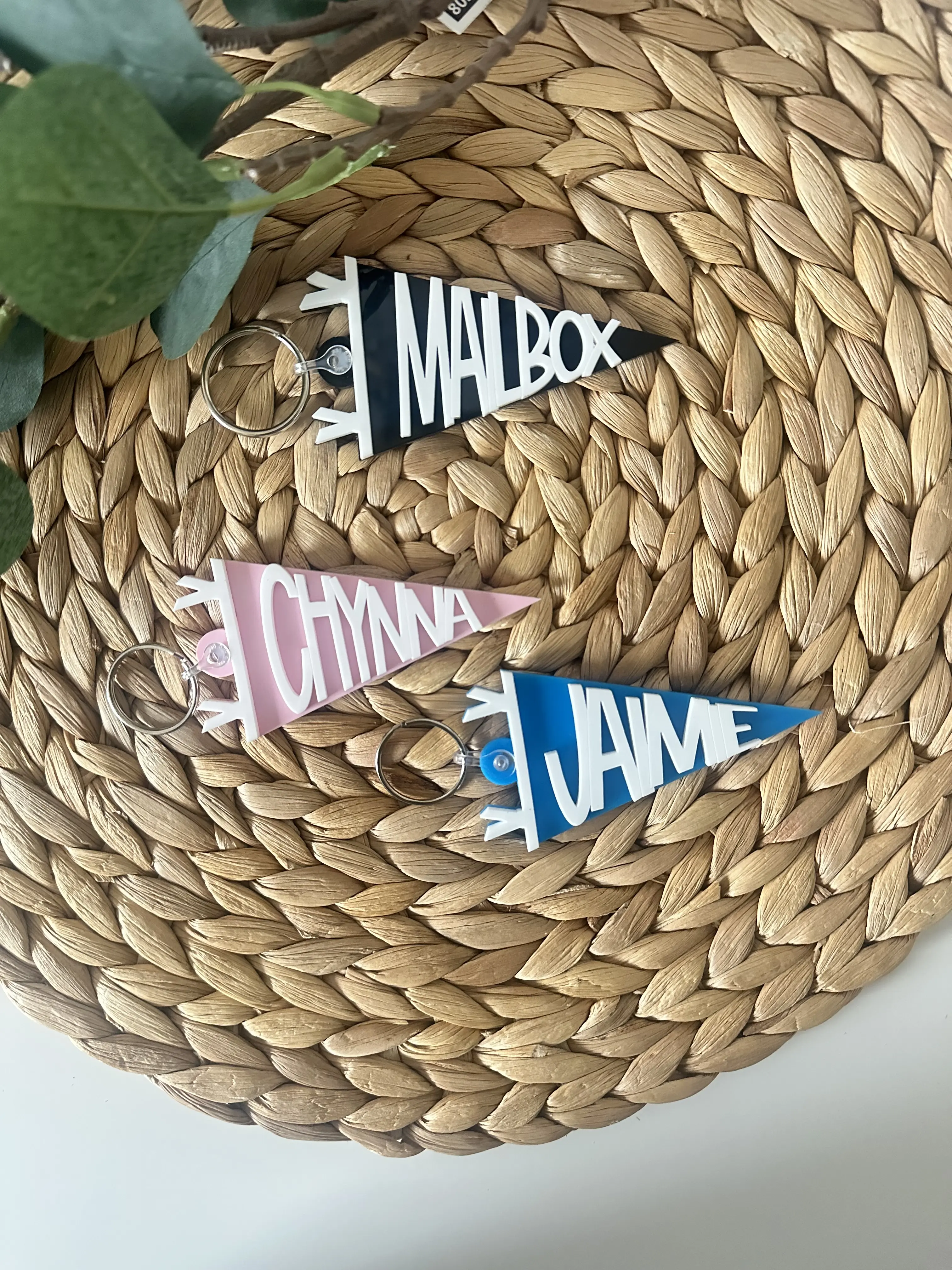 Personalized 3D Acrylic Pennant Keychain, Custom Name Charm