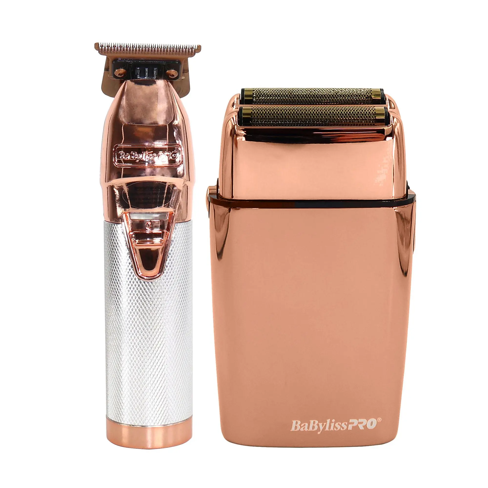 BaByliss Pro LIMITEDFX Collection Limited Edition Trimmer and Double Foil Electric Shaver Pack, Rose Gold #FXDUOFS2TRG