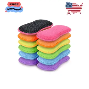 12 Pack Multi-Purpose Scrub Sponges Kitchen, Dish Sponge Multicolor