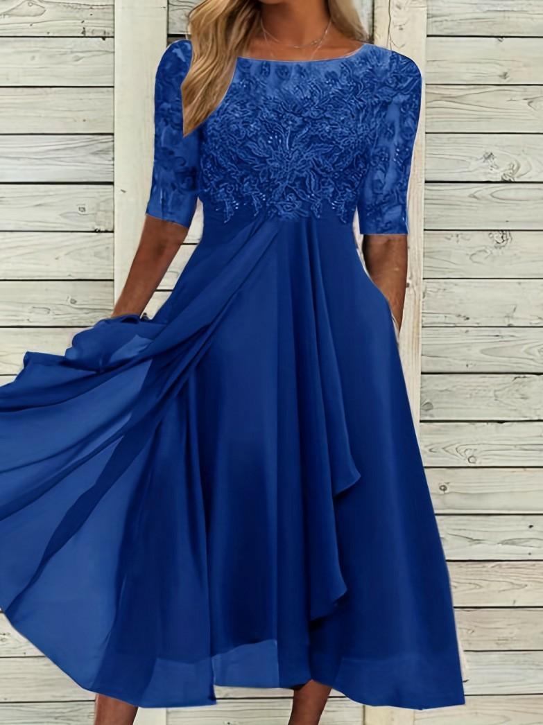 DC DUMPECCI Women's Trendy Deep V-Neck Lace Chiffon Maxi Dress - Slim Fit Elegant Formal Gown, Chic Cool Bridesmaid Dress, Ideal for Wedding Guest Outfits, Elegant Dresses For Women