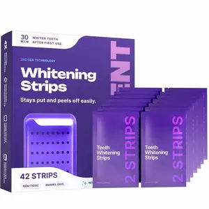 DRDENT Purple Teeth Whitening Strips, 42 Strips, Peroxide-Free, Enamel Safe, Non-Sensitive
