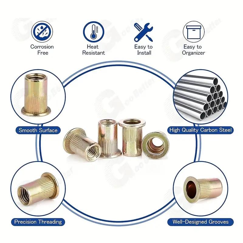 Rivet Nut Tool Kit, 16-Inch Rivnut Tool with 15 Metric & SAE Mandrels and Rivet Nut Gun, 200pcs Rivnut Tool Kit Assortment, Nutsert Tool Kit with Carrying Case