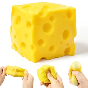 Squishy Cheese Stress Relief Toy - Small, Extremely Soft, Slow Expansion, Squeezing Sensation, Sensory Fidget Toy, Novel Children's Gift, Fluffy Cream-Like Texture Slime slime cheese squishy